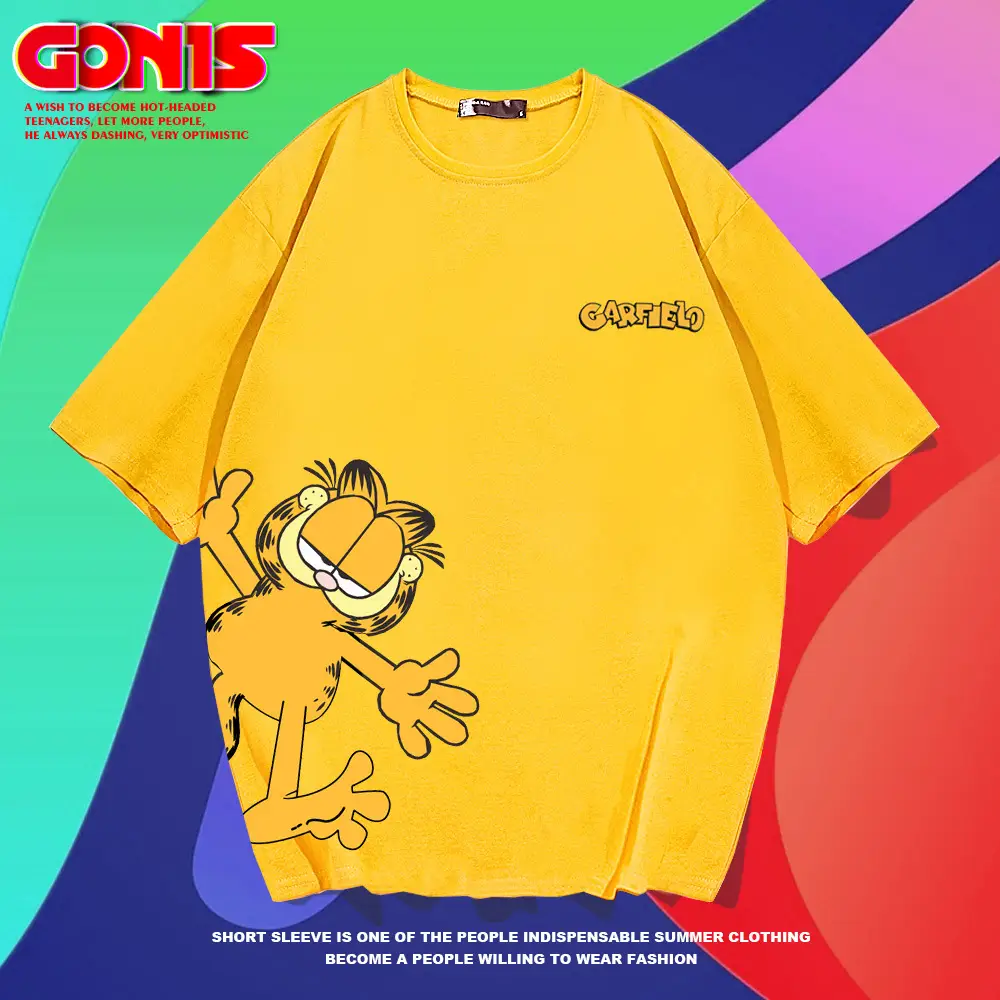 Garfield Joint T-Shirt Short Sleeve Cartoon Loose Cotton Teenage - Image 10