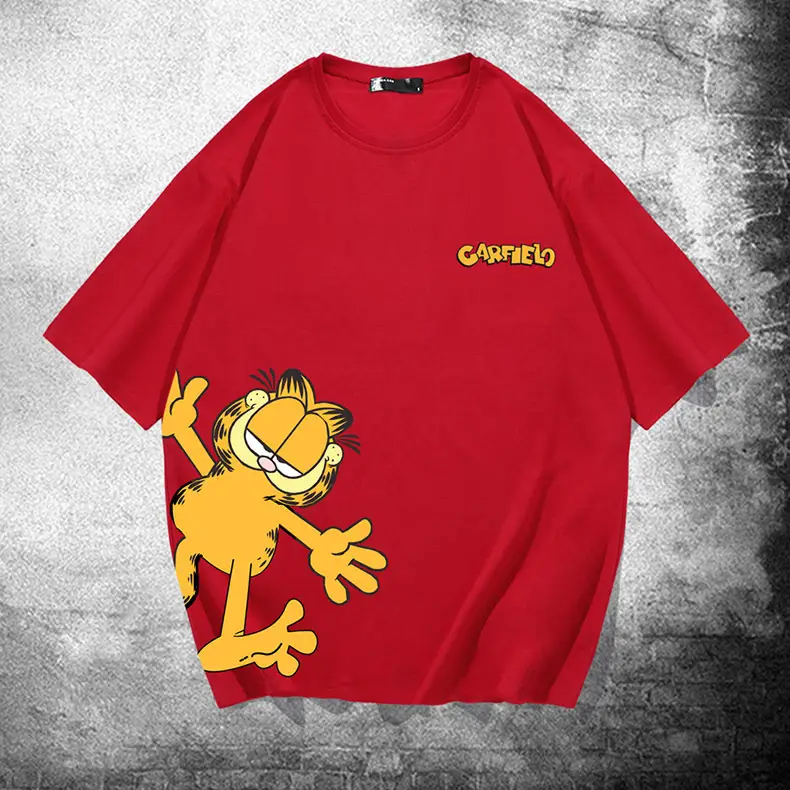 Garfield Joint T-Shirt Short Sleeve Cartoon Loose Cotton Teenage - Image 11