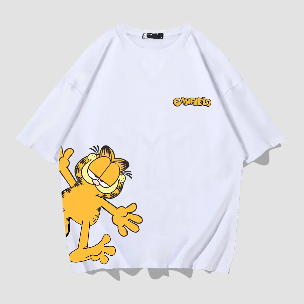 Garfield Joint T-Shirt Short Sleeve Cartoon Loose Cotton Teenage - Image 2