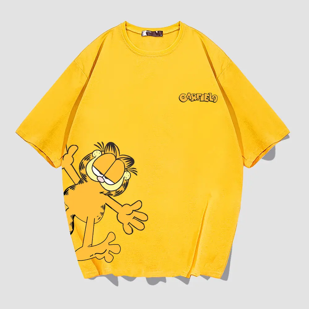 Garfield Joint T-Shirt Short Sleeve Cartoon Loose Cotton Teenage - Image 3