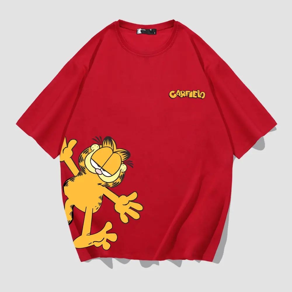 Garfield Joint T-Shirt Short Sleeve Cartoon Loose Cotton Teenage - Image 4