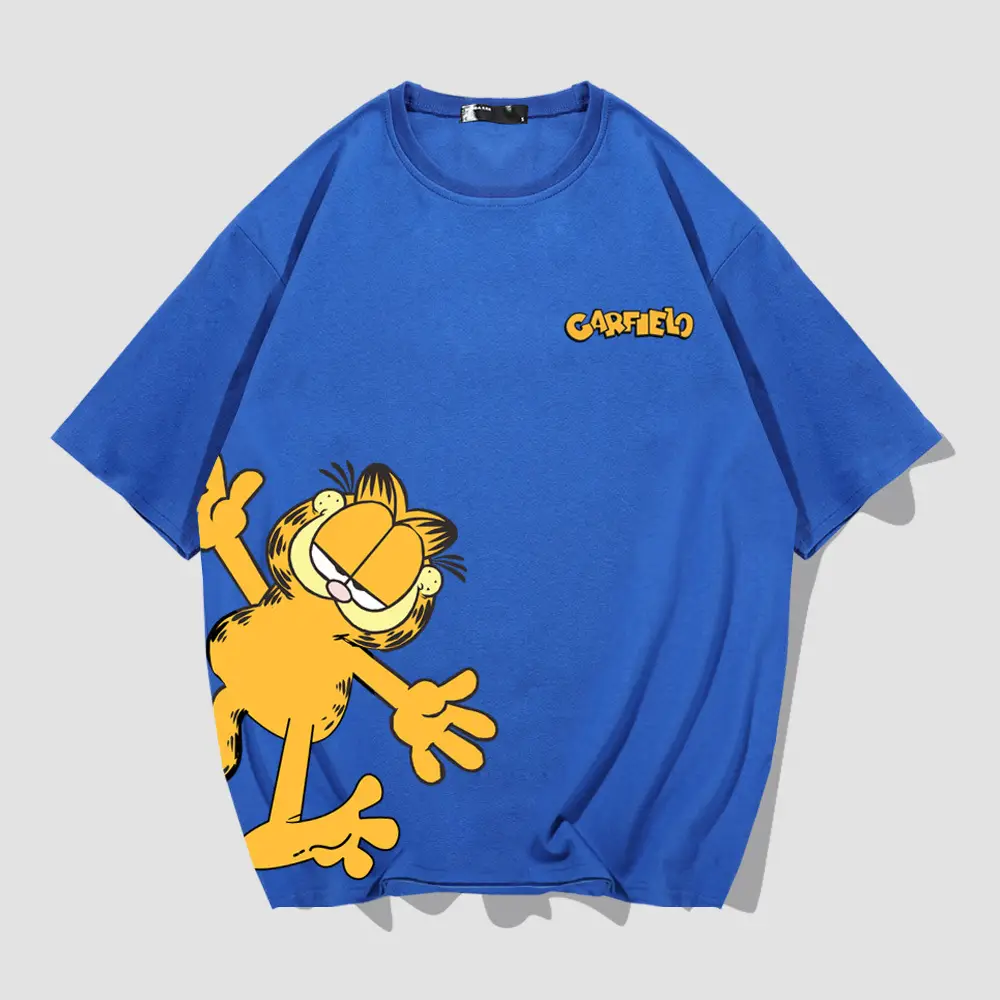 Garfield Joint T-Shirt Short Sleeve Cartoon Loose Cotton Teenage - Image 5