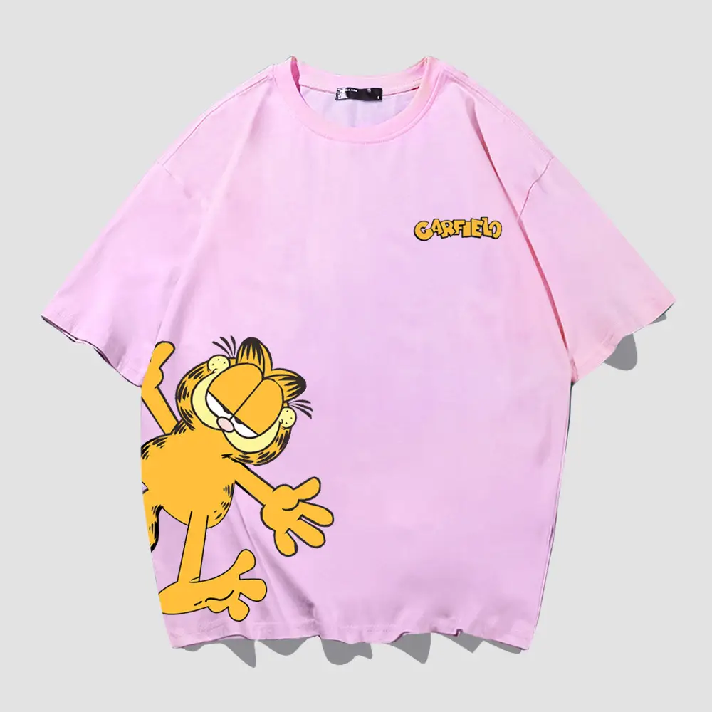 Garfield Joint T-Shirt Short Sleeve Cartoon Loose Cotton Teenage - Image 6