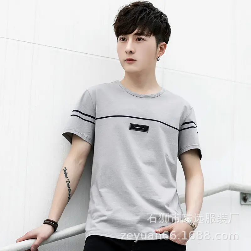 Men White Crewneck Short Sleeve T-Shirt Large - Image 5