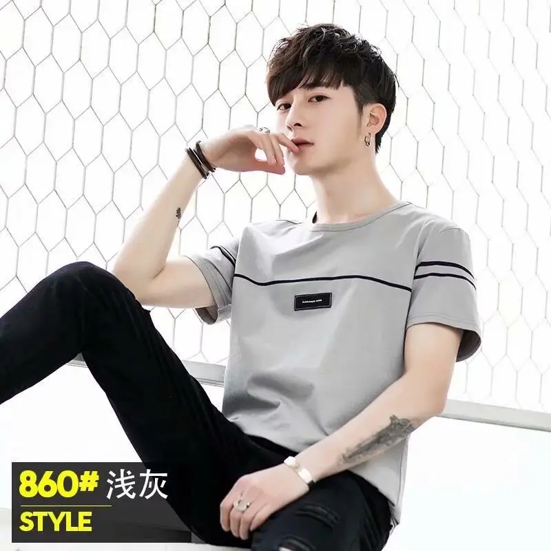 Men White Crewneck Short Sleeve T-Shirt Large - Image 8