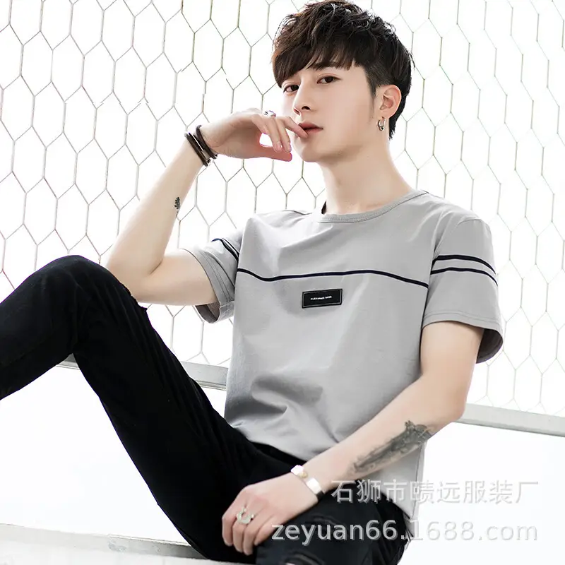 Men White Crewneck Short Sleeve T-Shirt Large - Image 3