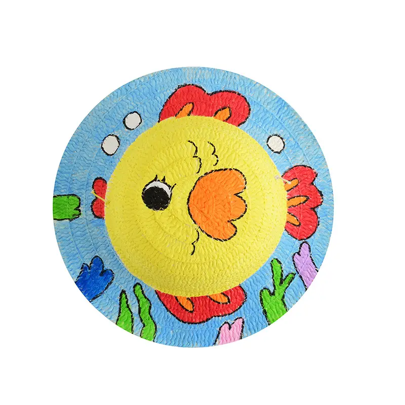 Kids Straw Hat DIY Painted Panda Design - Image 28