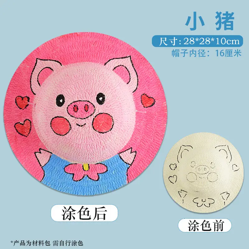 Kids Straw Hat DIY Painted Panda Design - Image 11