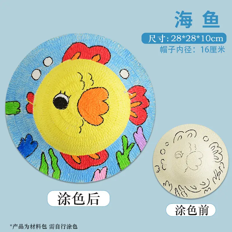 Kids Straw Hat DIY Painted Panda Design - Image 5