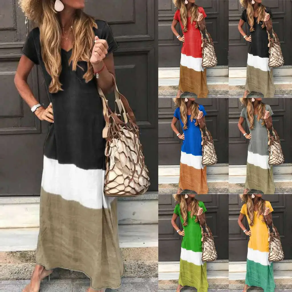 Large Size Black White Olive Green Loose Dress