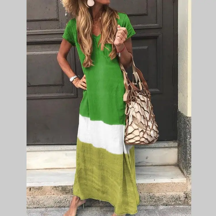 Large Size Black White Olive Green Loose Dress