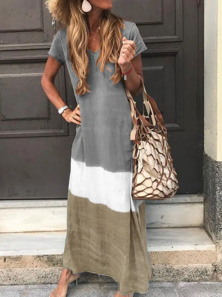 Large Size Black White Olive Green Loose Dress