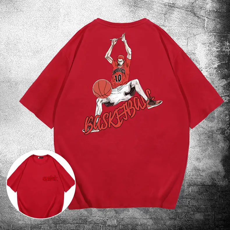 Kids Basketball Print Red T-Shirt Short Sleeve - Image 10