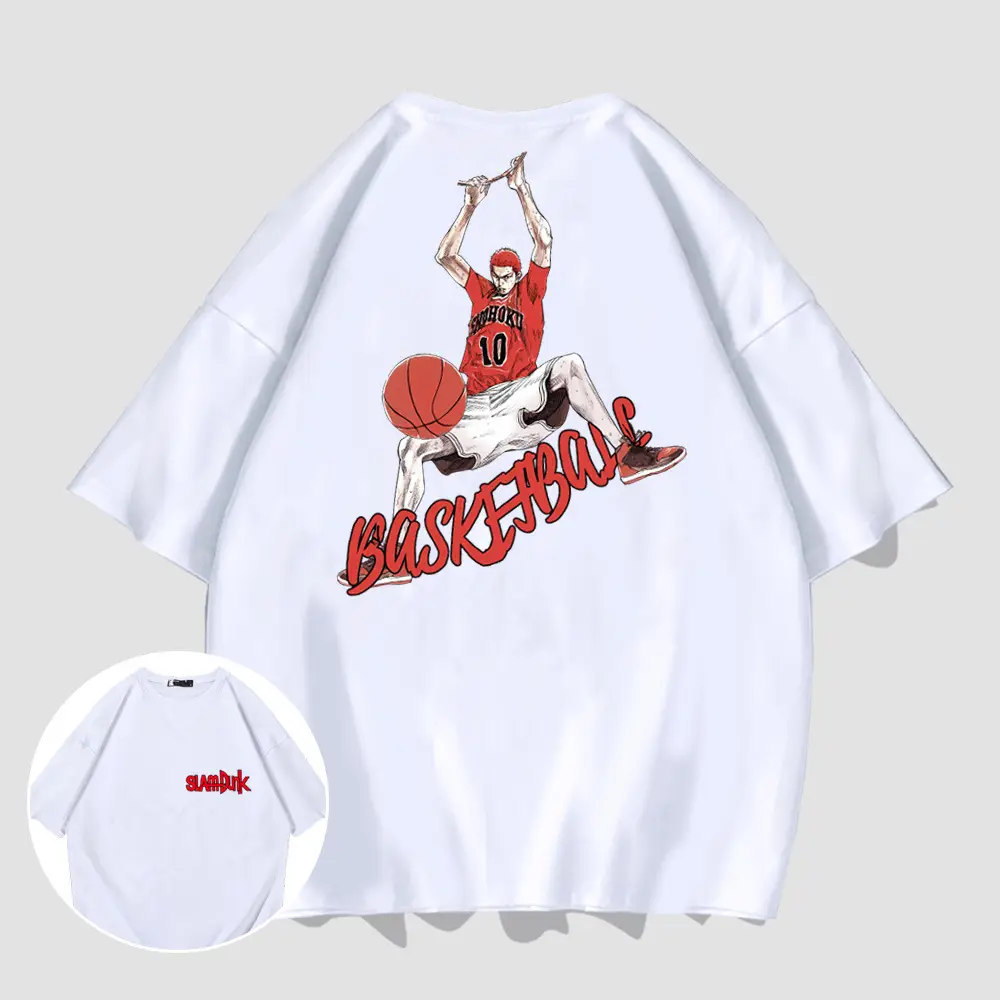 Kids Basketball Print Red T-Shirt Short Sleeve - Image 2