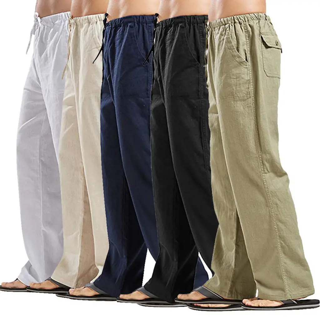 Men's Cream Linen Pants Large 7 Yard Pocket - Image 7