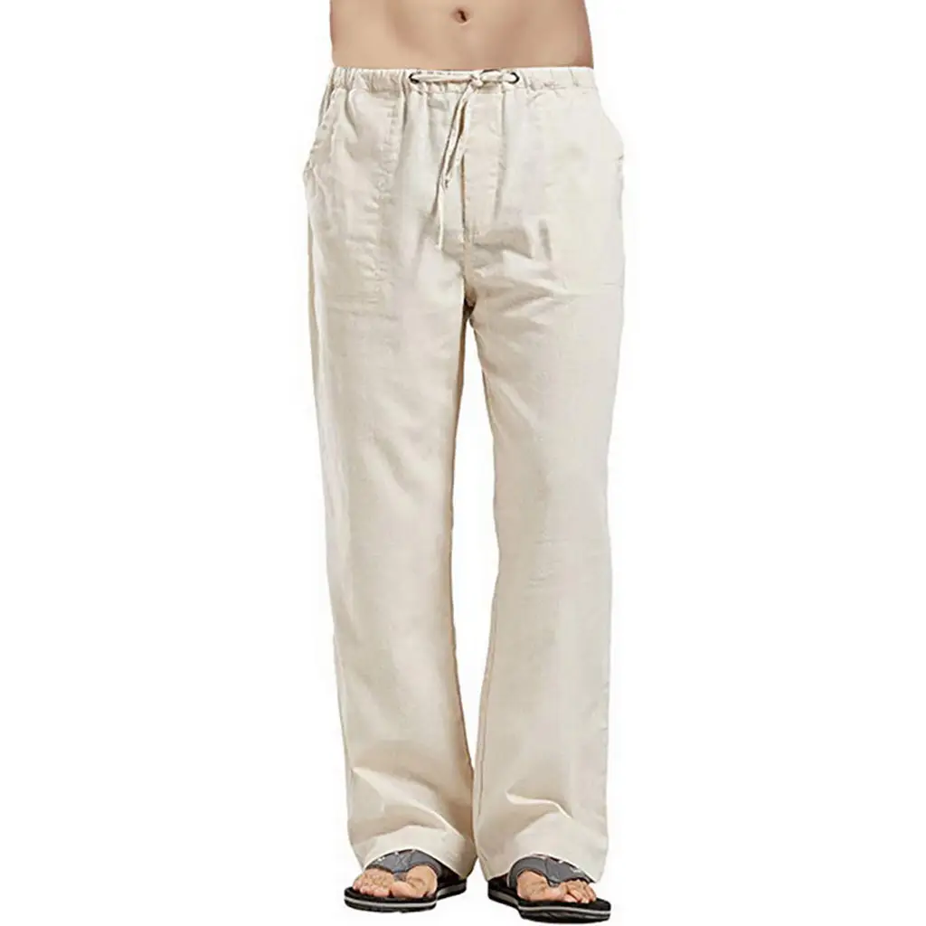 Men's Cream Linen Pants Large 7 Yard Pocket - Image 8