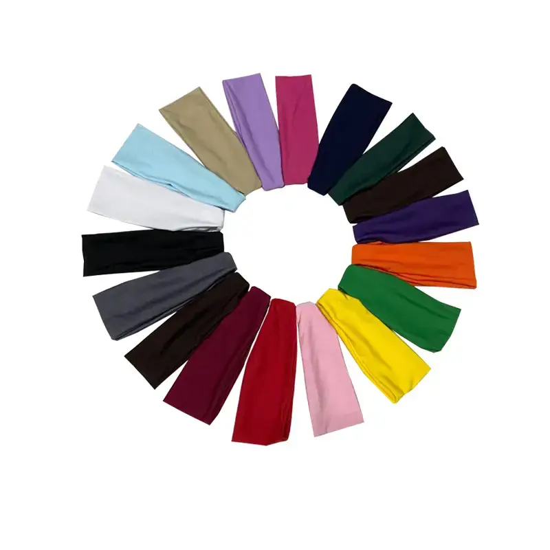 New European American Hair Bands Running Fitness Elastic Headscarf Solid Color - Image 27