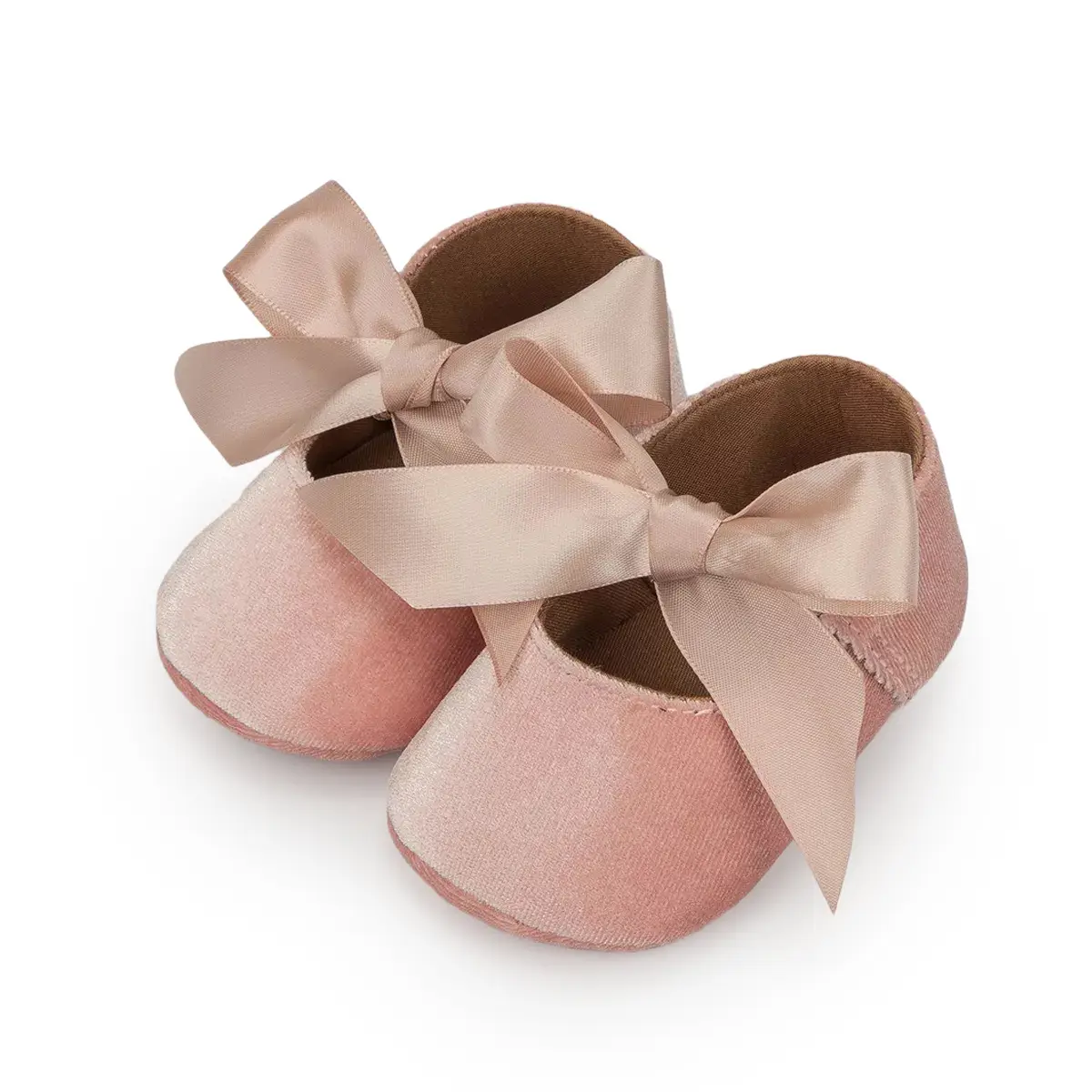 Blue Plush Ribbon Baby Shoes for Toddler Girls