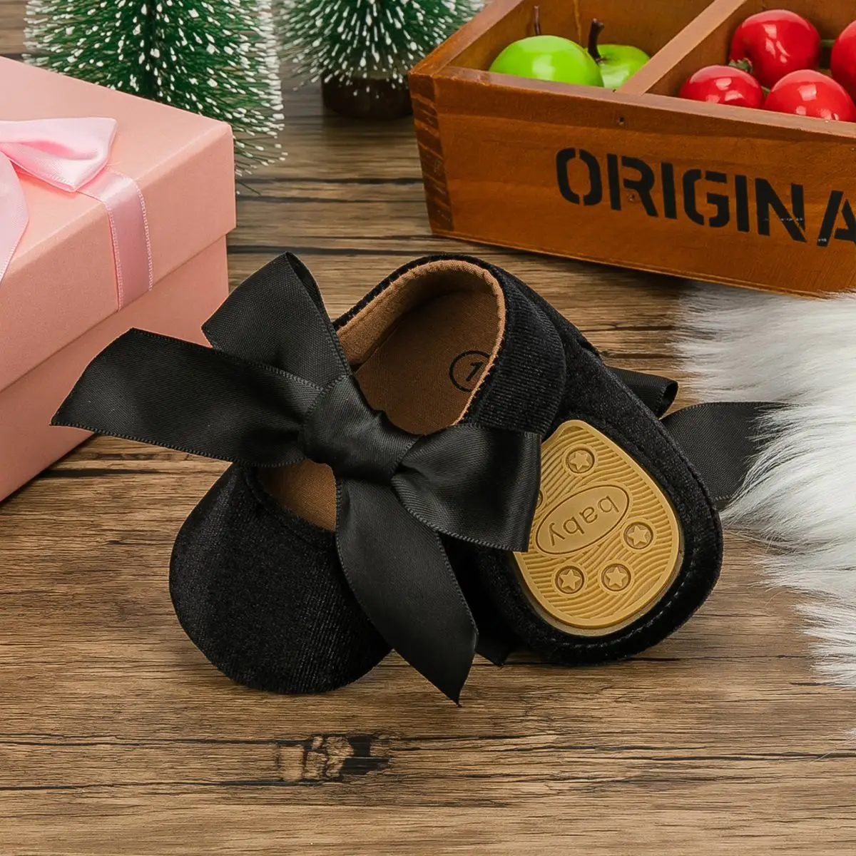 Blue Plush Ribbon Baby Shoes for Toddler Girls — feature 10
