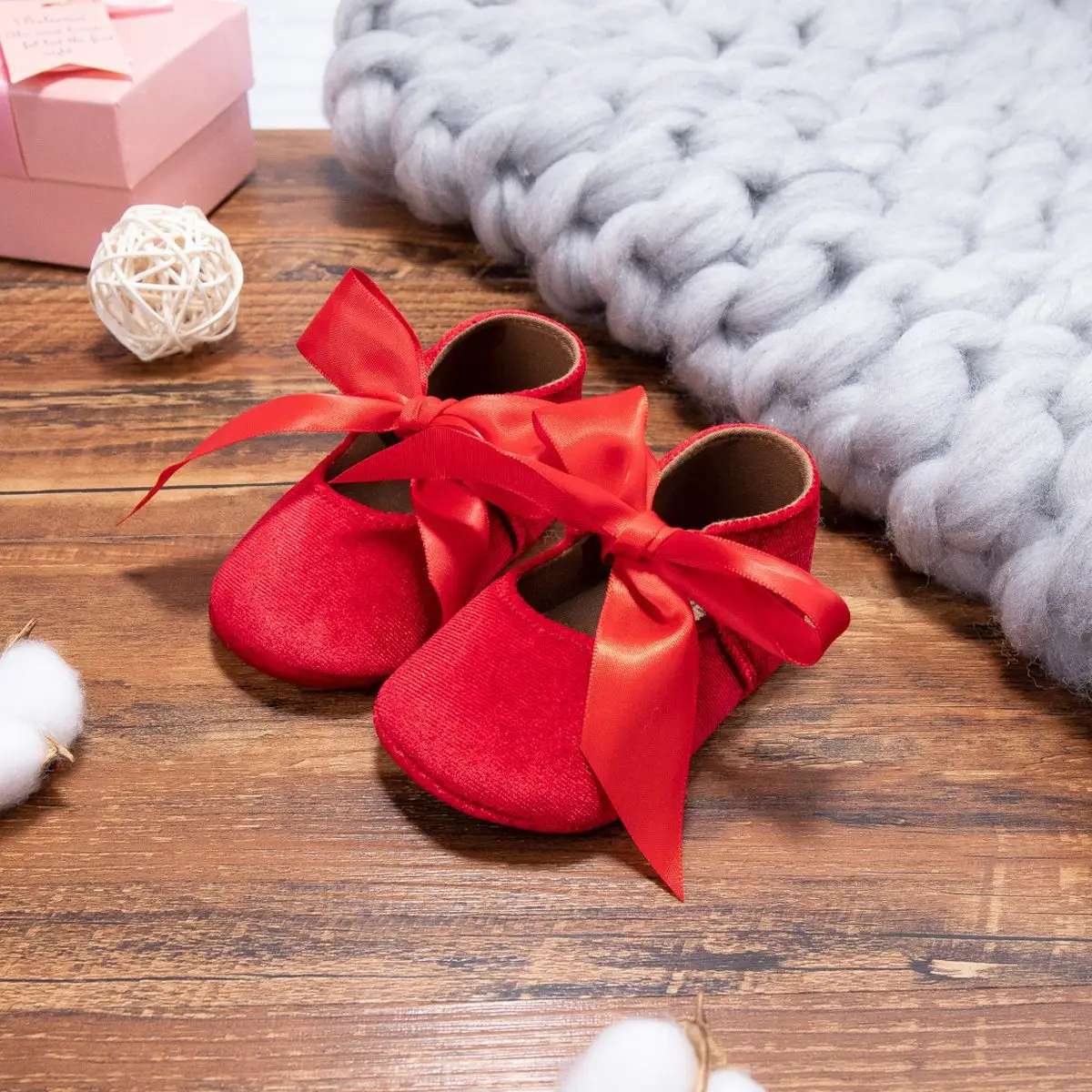 Blue Plush Ribbon Baby Shoes for Toddler Girls — feature 13