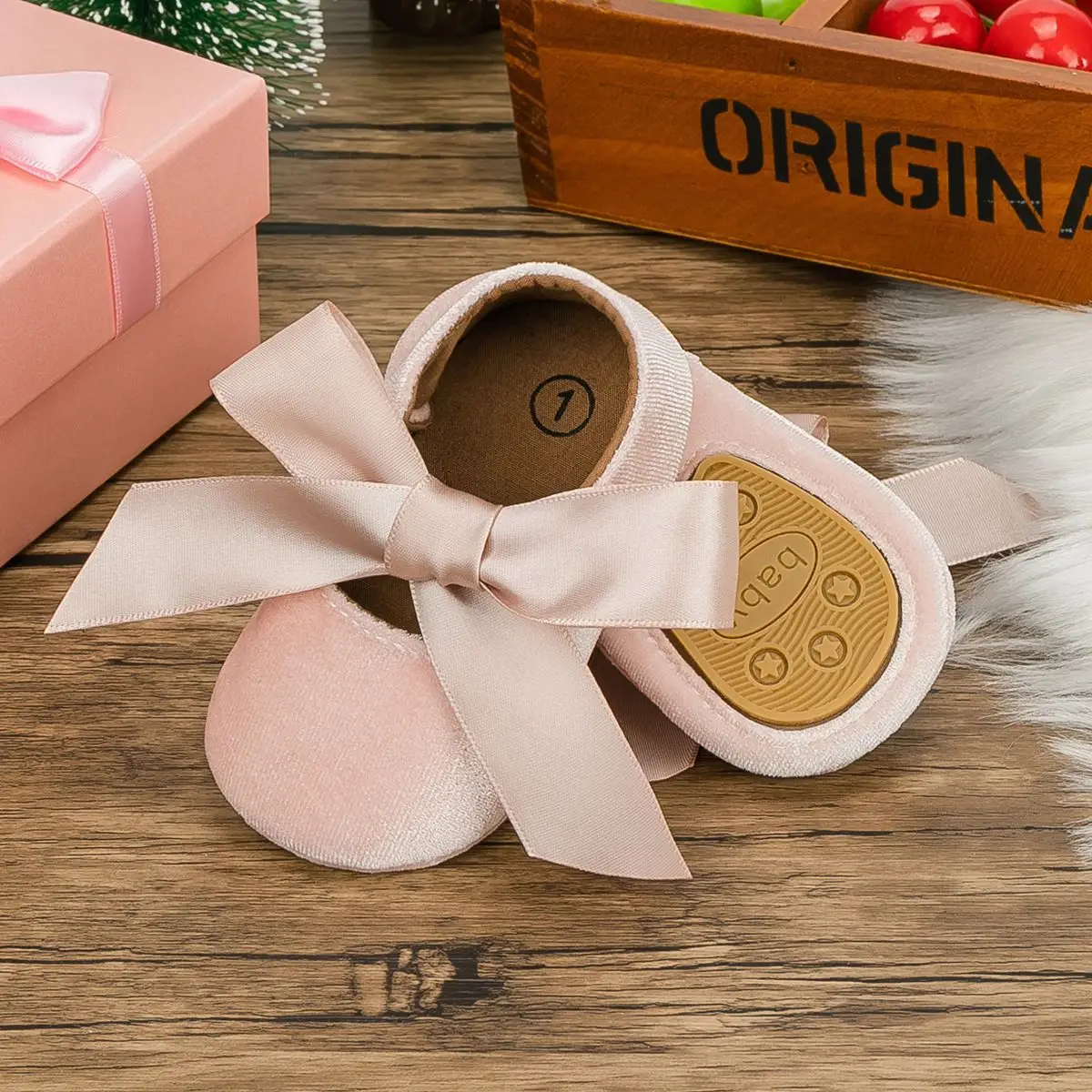 Blue Plush Ribbon Baby Shoes for Toddler Girls — feature 16