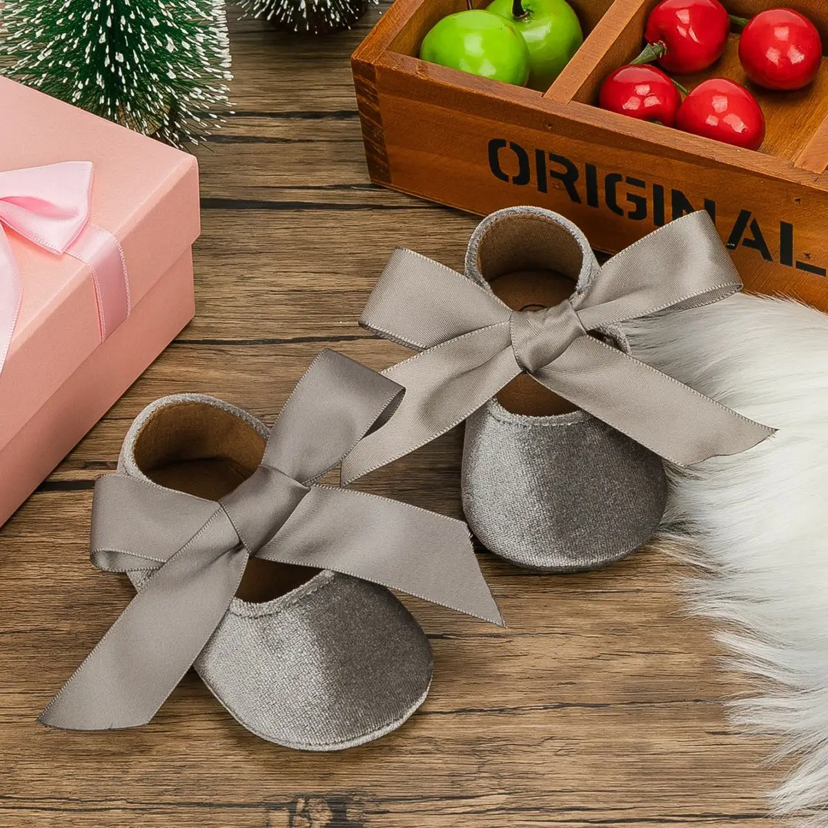 Blue Plush Ribbon Baby Shoes for Toddler Girls — feature 17