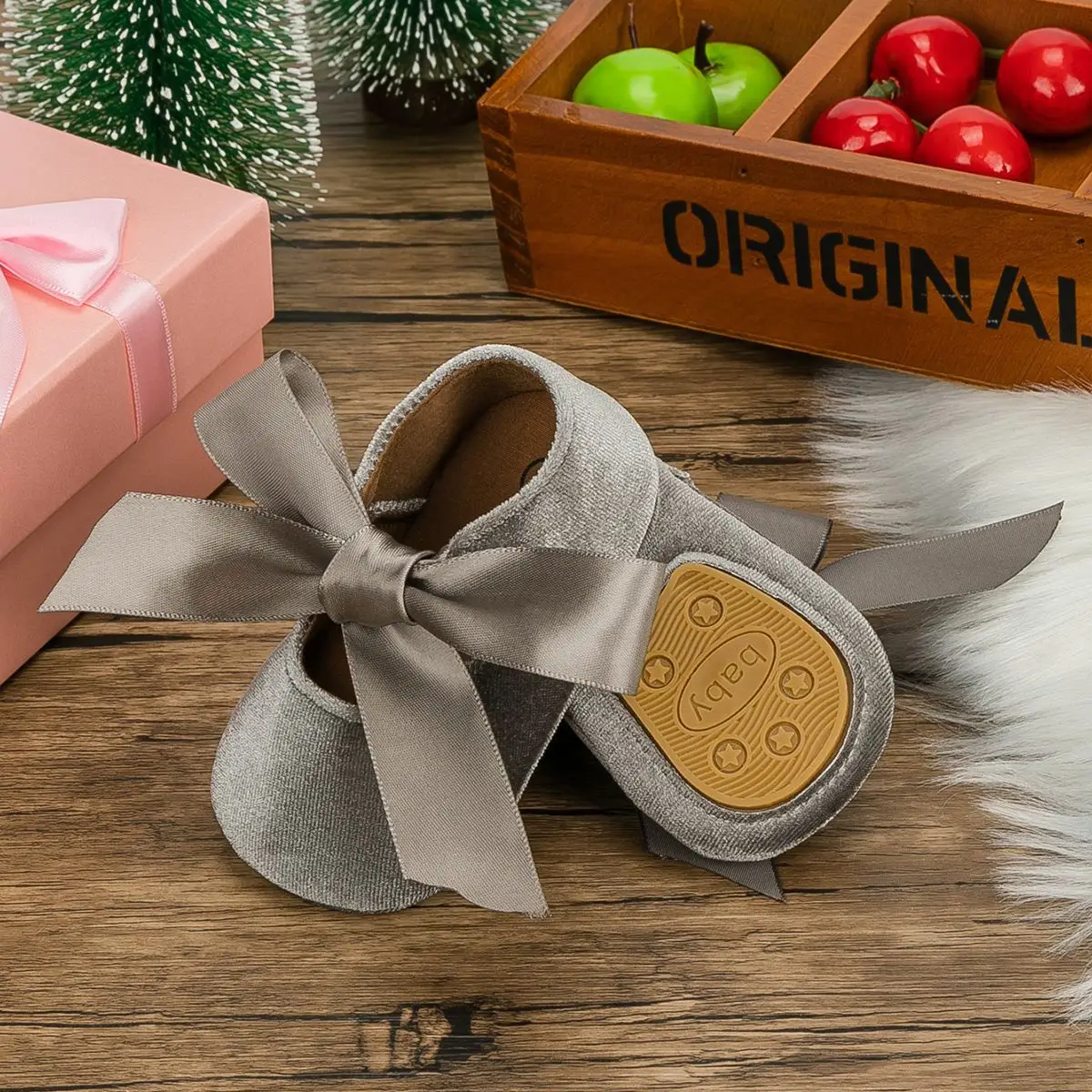Blue Plush Ribbon Baby Shoes for Toddler Girls — feature 18