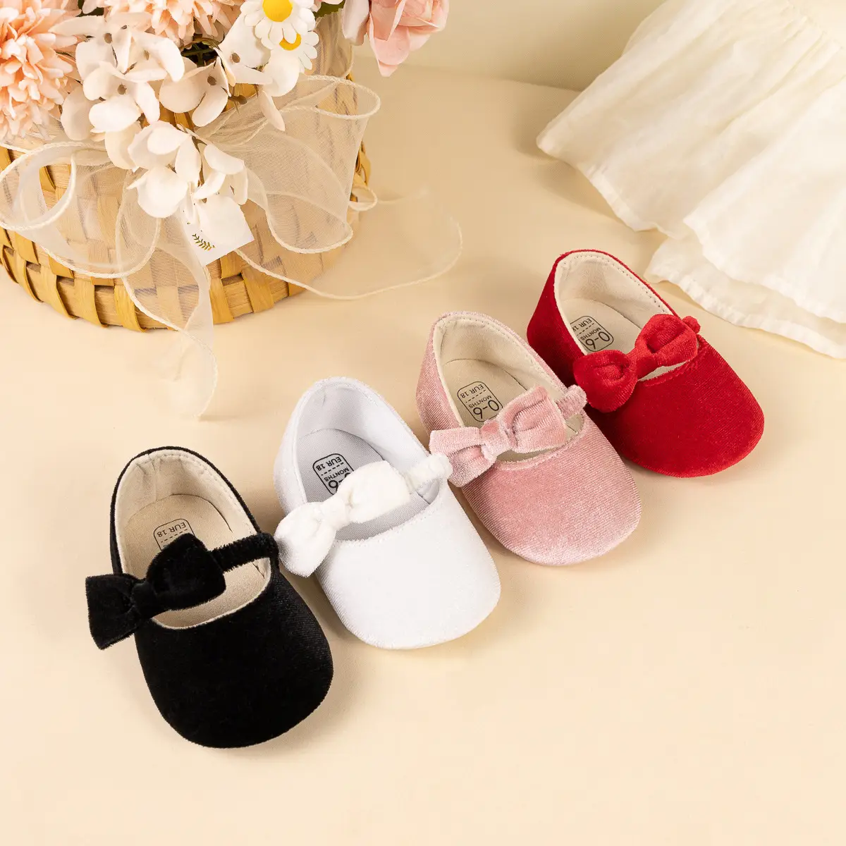 Blue Plush Ribbon Baby Shoes for Toddler Girls — feature 19