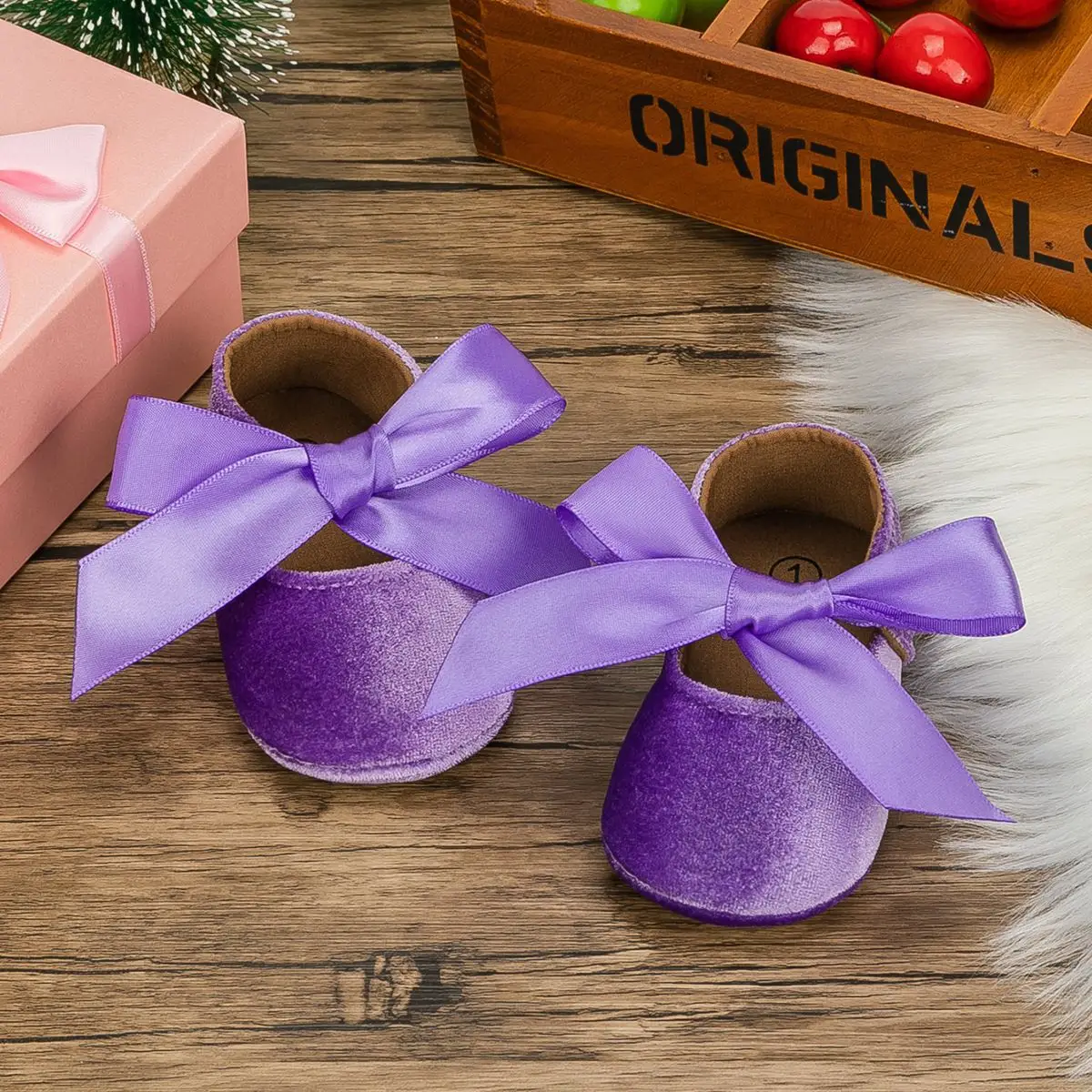 Blue Plush Ribbon Baby Shoes for Toddler Girls — feature 6
