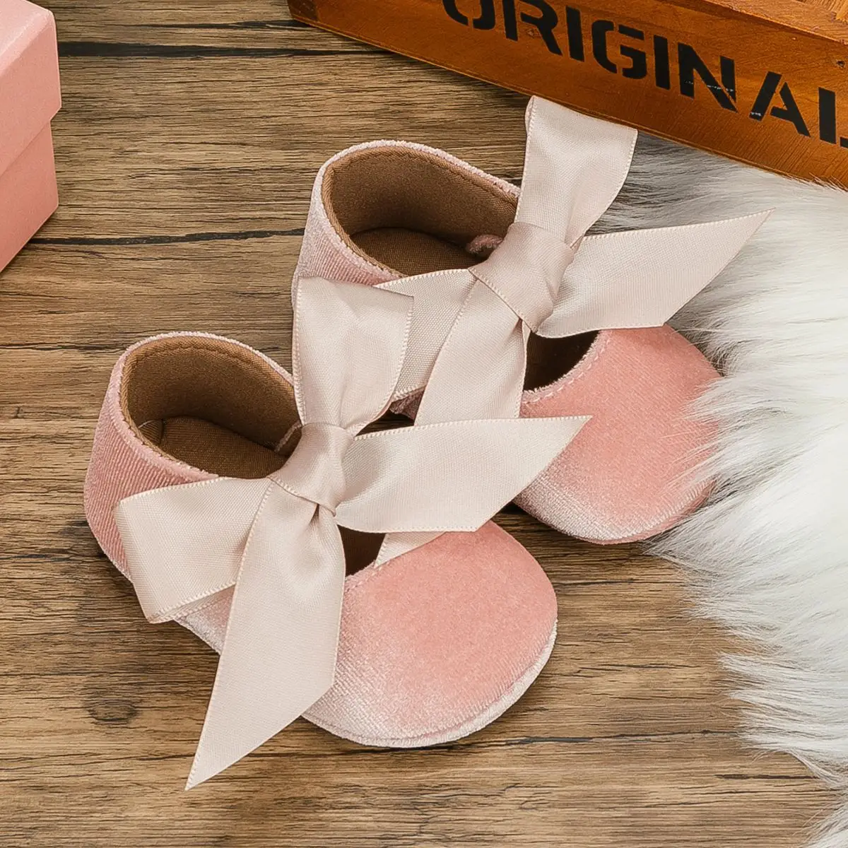 Blue Plush Ribbon Baby Shoes for Toddler Girls — feature 7
