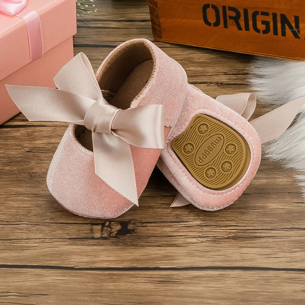 Blue Plush Ribbon Baby Shoes for Toddler Girls — feature 8