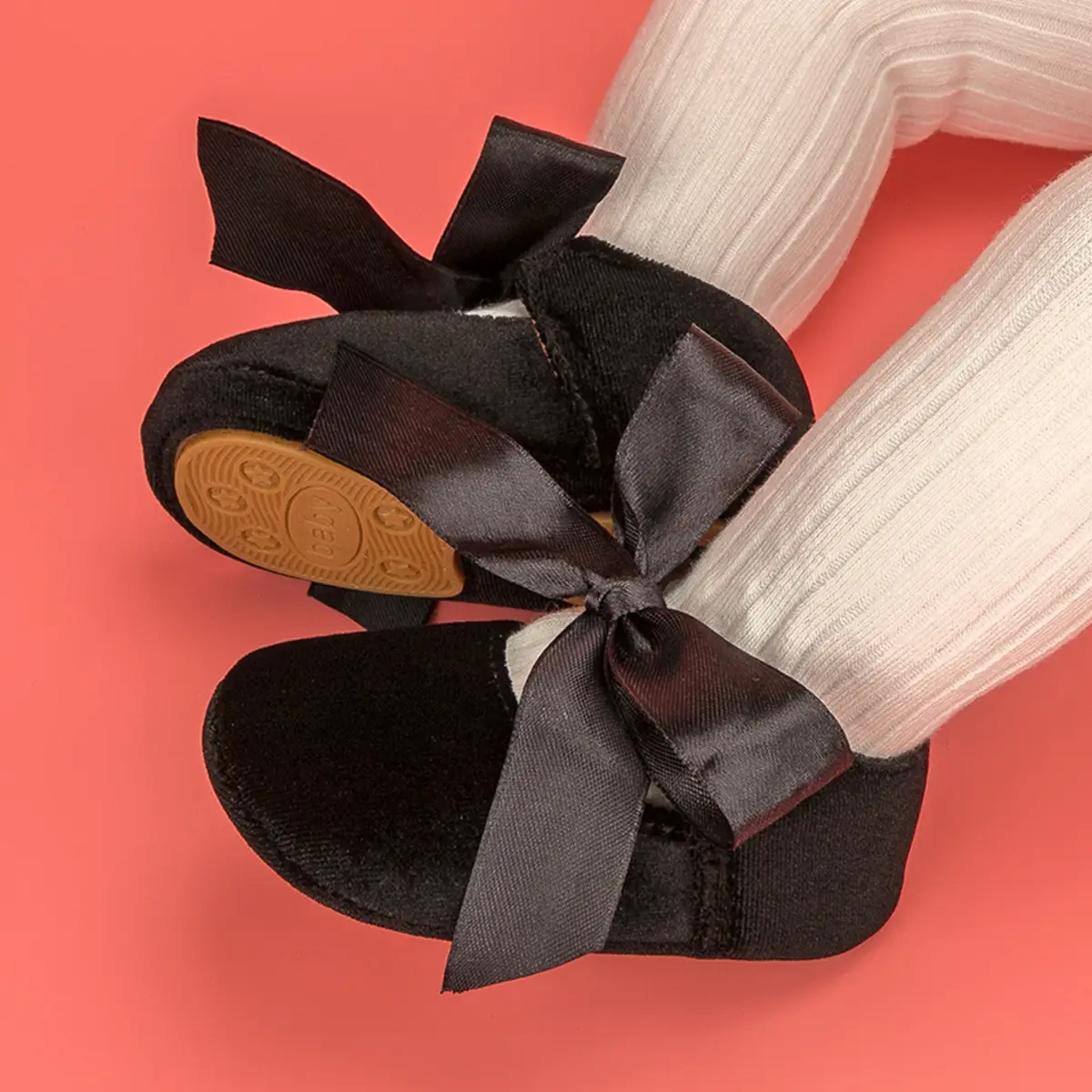 Blue Plush Ribbon Baby Shoes for Toddler Girls — feature 9