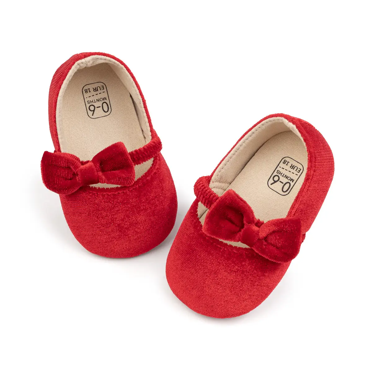 Blue Plush Ribbon Baby Shoes for Toddler Girls