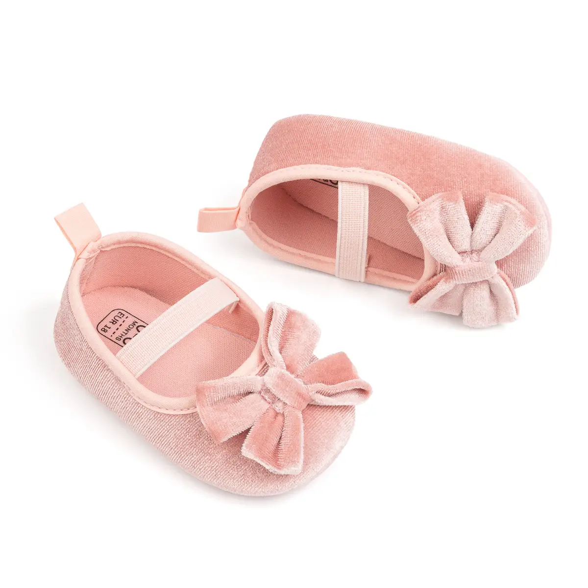 Blue Plush Ribbon Baby Shoes for Toddler Girls