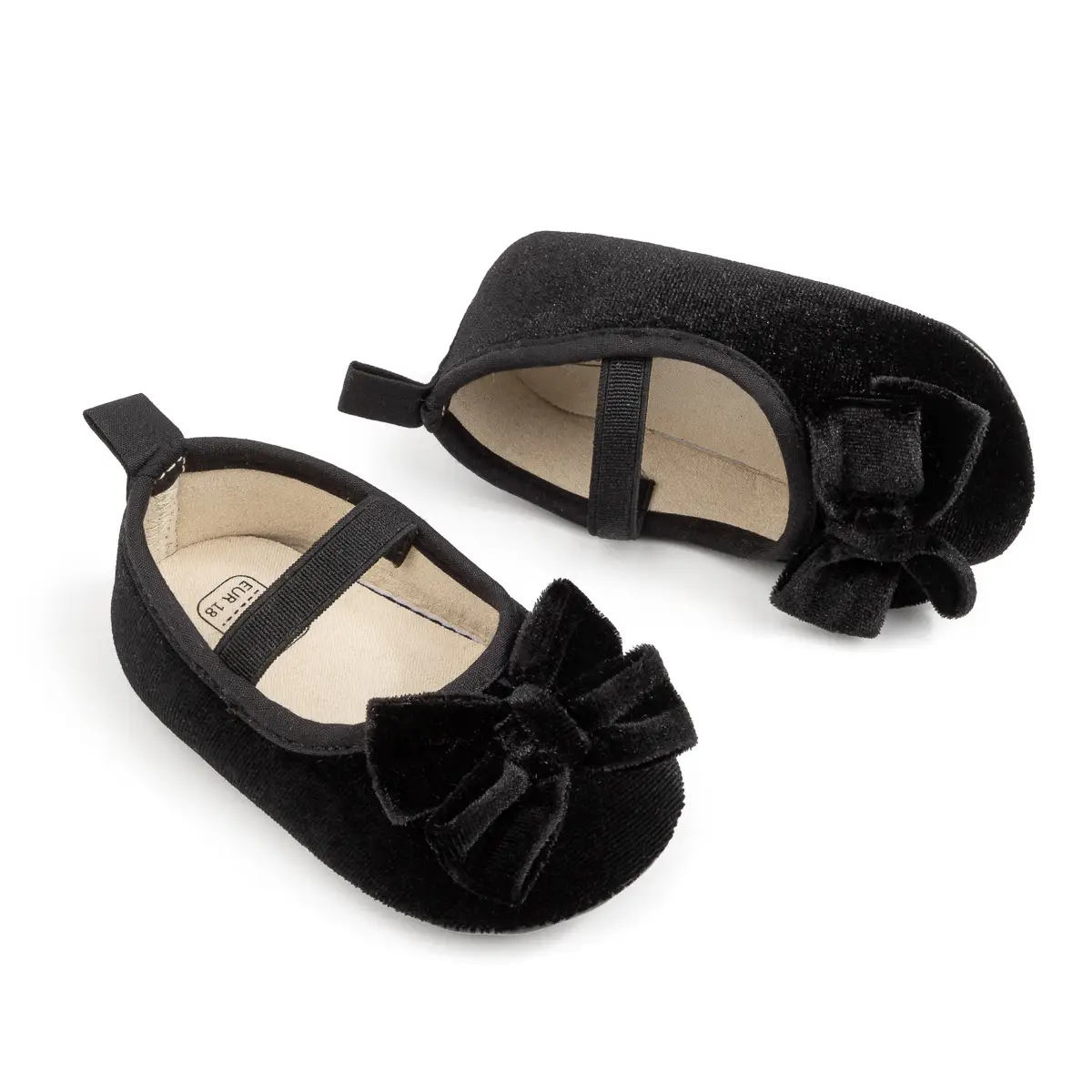 Blue Plush Ribbon Baby Shoes for Toddler Girls