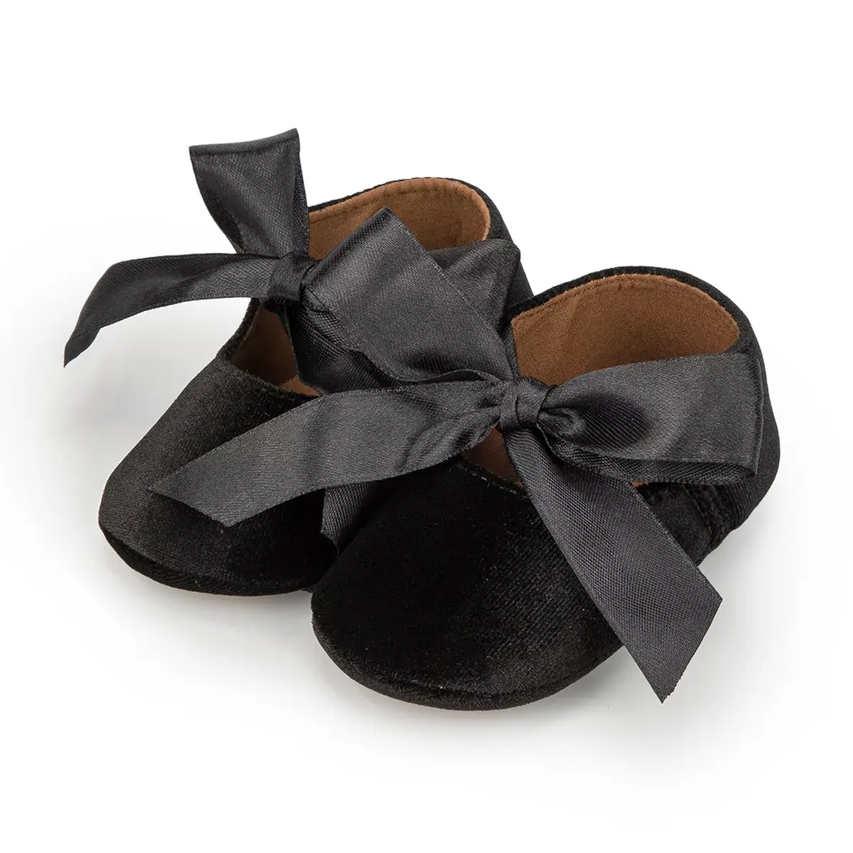 Blue Plush Ribbon Baby Shoes for Toddler Girls