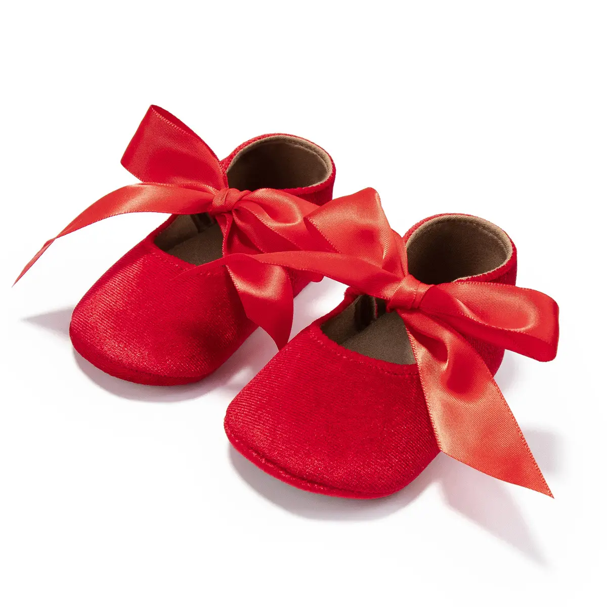 Blue Plush Ribbon Baby Shoes for Toddler Girls
