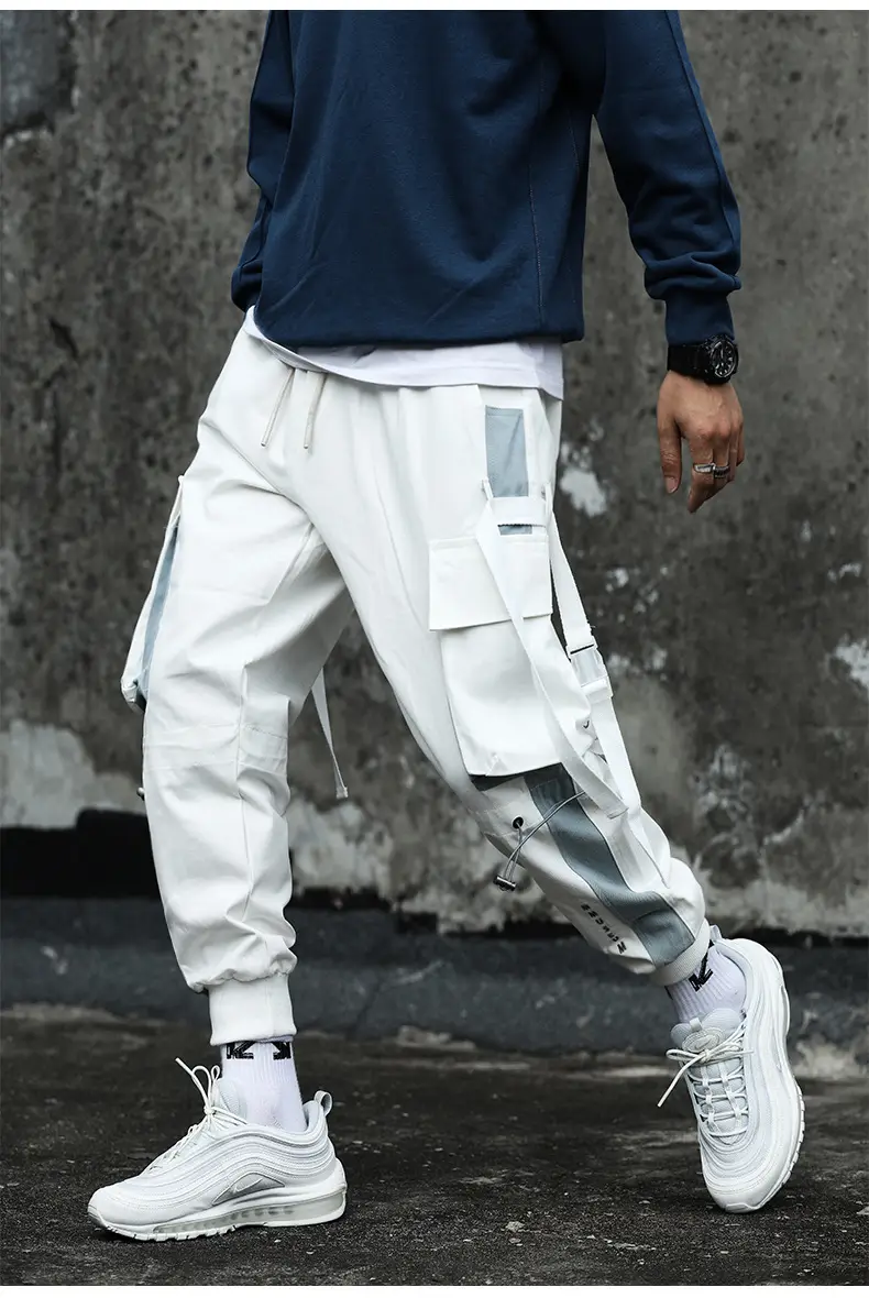 Men's 2022 Stitching Pants Black White Stripes Hip-hop Casual — feature 13