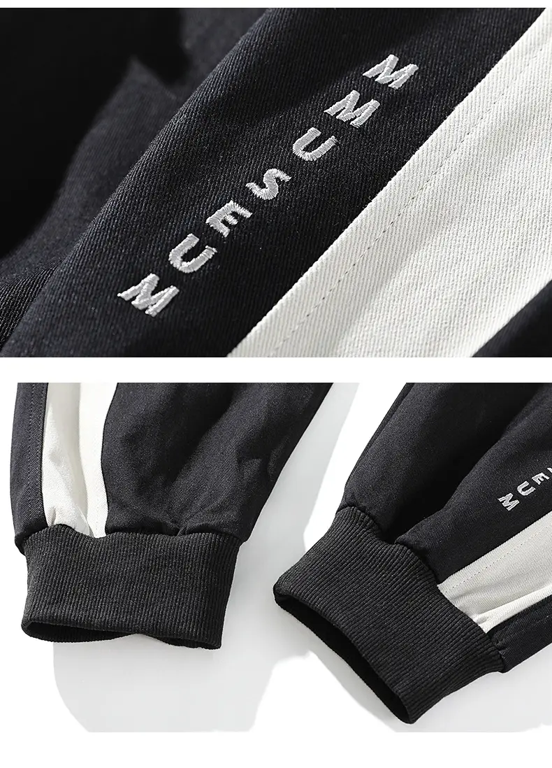 Men's 2022 Stitching Pants Black White Stripes Hip-hop Casual — feature 24