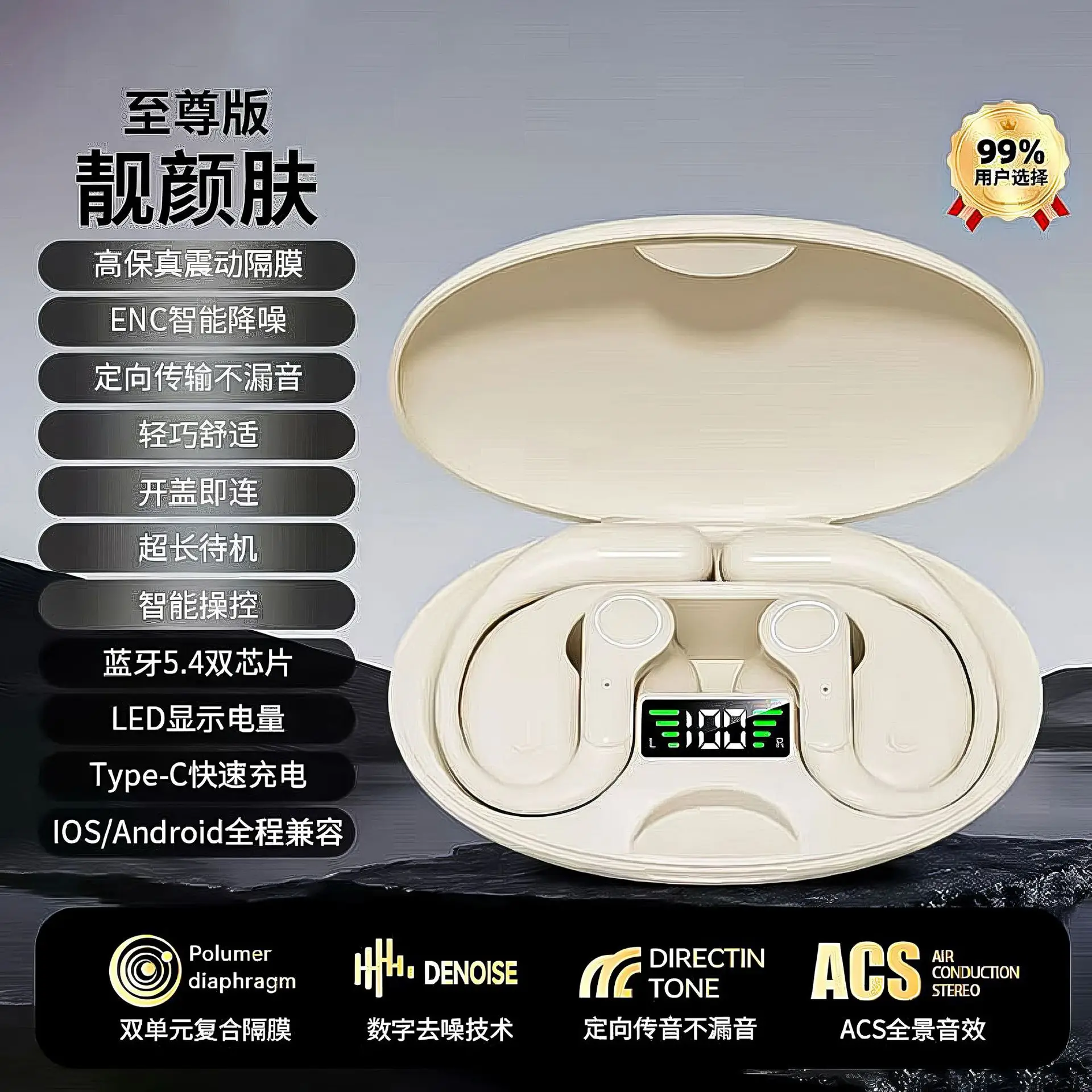 Cross-Border Bluetooth Headset with LED Display & Noise Reduction - Image 5