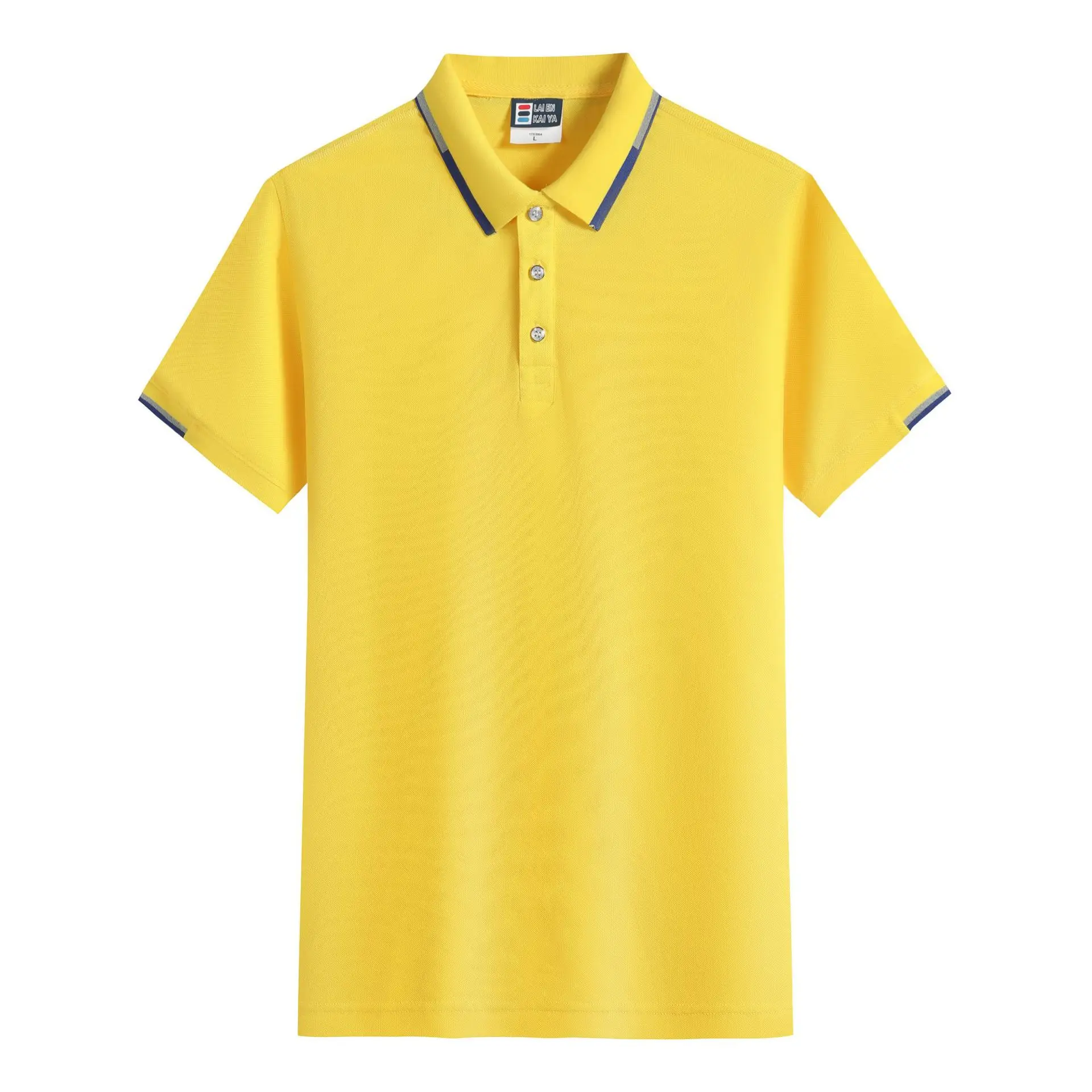 Men's Yellow Polo Shirt Business Casual Reflective Lapel