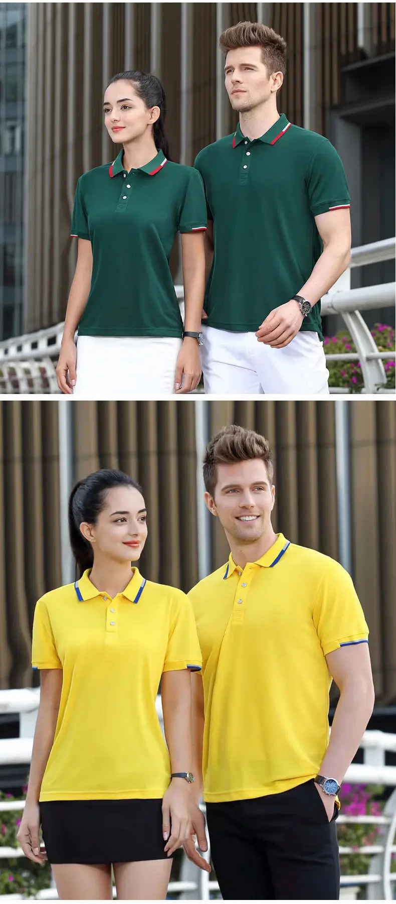 Men's Yellow Polo Shirt Business Casual Reflective Lapel — feature 15