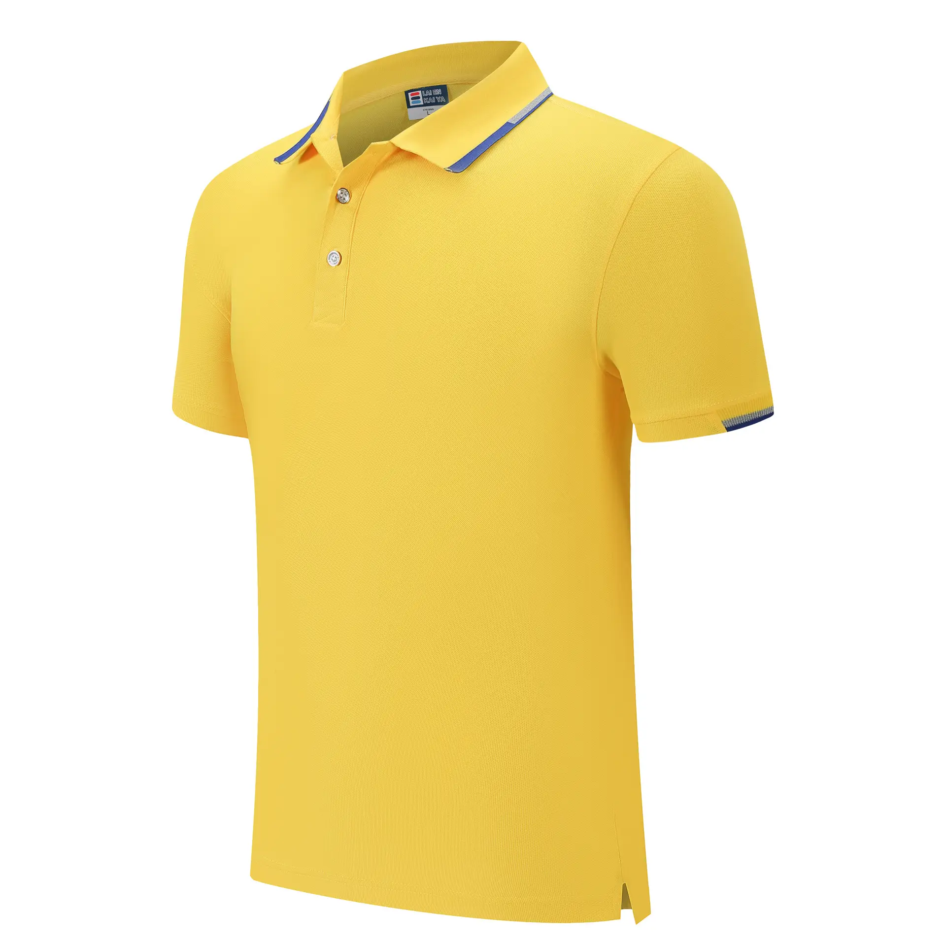 Men's Yellow Polo Shirt Business Casual Reflective Lapel