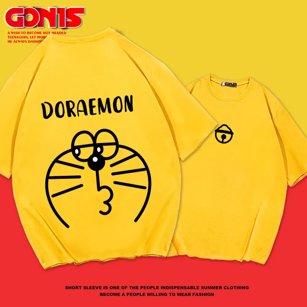 Doraemon T-Shirt White Cotton Short Sleeve Men Women - Image 9
