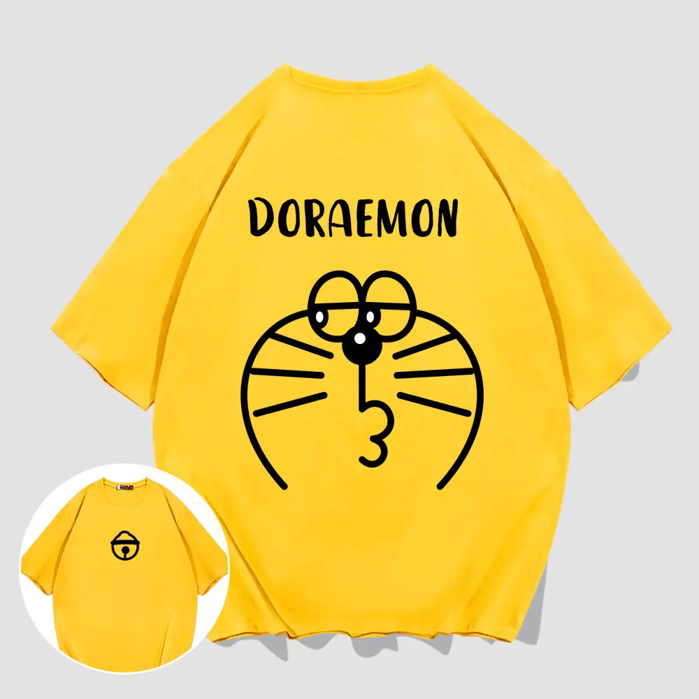 Doraemon T-Shirt White Cotton Short Sleeve Men Women - Image 3