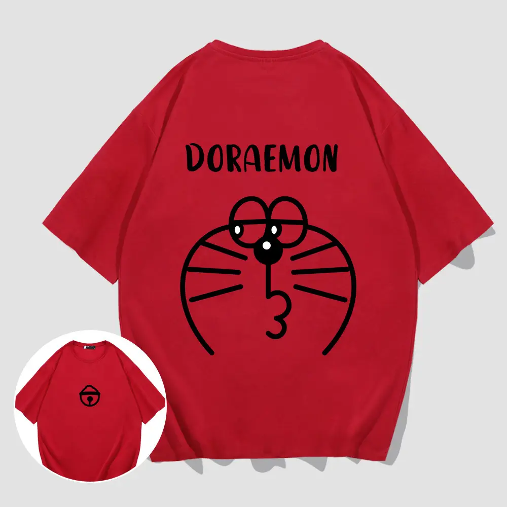 Doraemon T-Shirt White Cotton Short Sleeve Men Women - Image 4