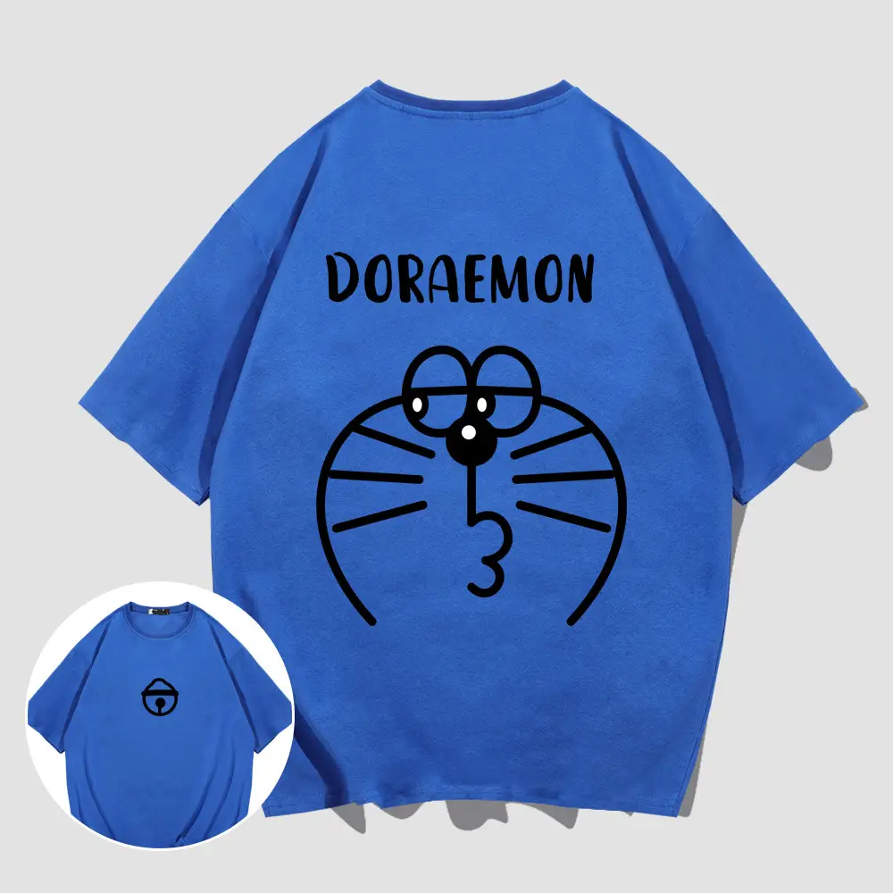 Doraemon T-Shirt White Cotton Short Sleeve Men Women - Image 5