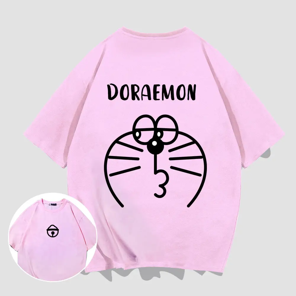 Doraemon T-Shirt White Cotton Short Sleeve Men Women - Image 6