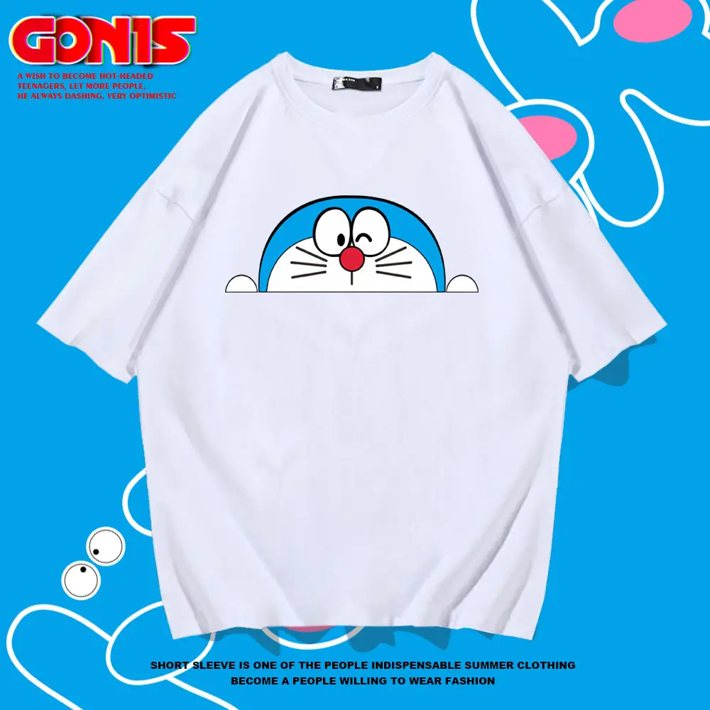 Doraemon Cotton T-Shirt Black Loose Fit - Image 7