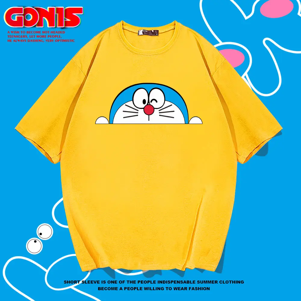 Doraemon Cotton T-Shirt Black Loose Fit - Image 9